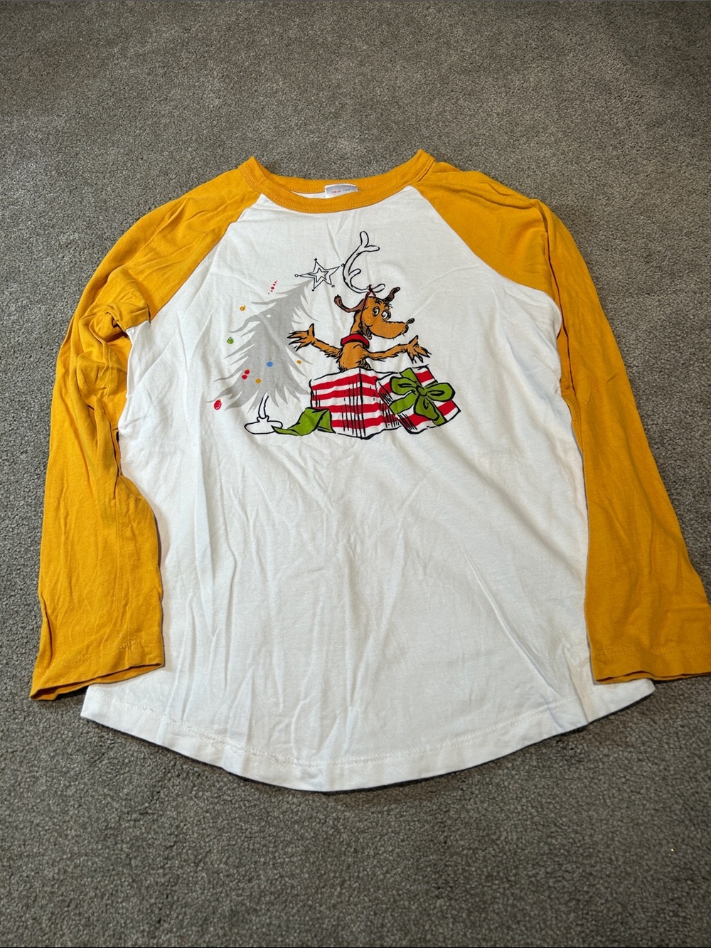 Kids Raglan Long Sleeve Holiday Shirt - Mustard/White
